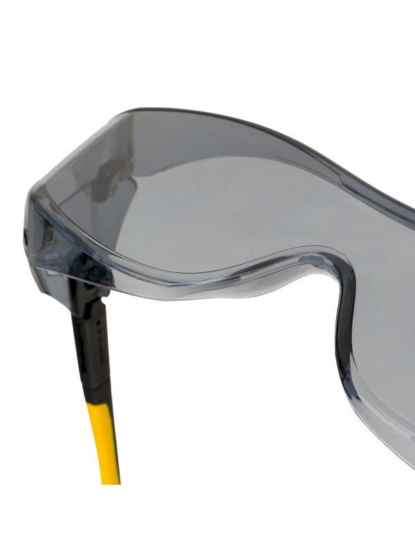 Очки защитные открытые, поликарбонатные, увеличенная дымчатая линза, регулируемые дужки Denzel