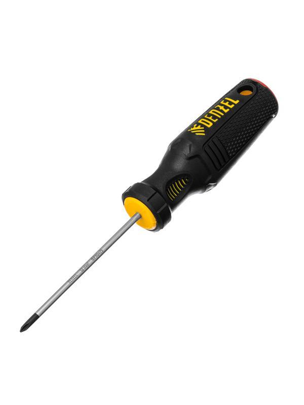 Отвертка, PH0х75 мм, S2, 3к рукоятка Denzel