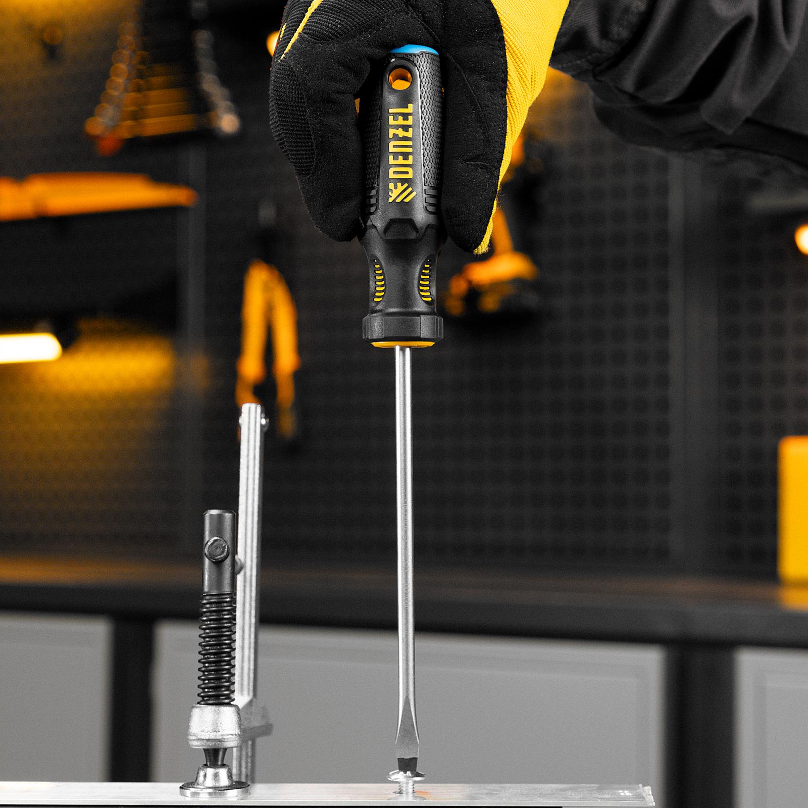 Отвертка, SL6x150 мм, S2, 3к рукоятка Denzel