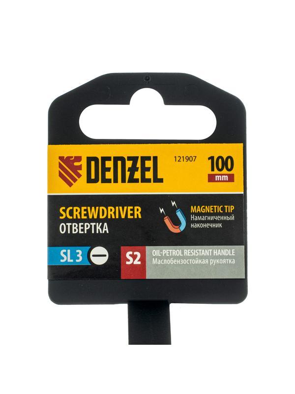 Отвертка, SL3х100 мм, S2, 3к рукоятка Denzel