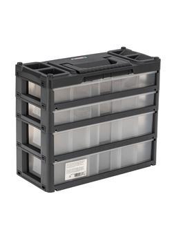 Органайзер для хранения с выдвижными лотками 310х150х260мм, 4 секции, пластик Россия Stels