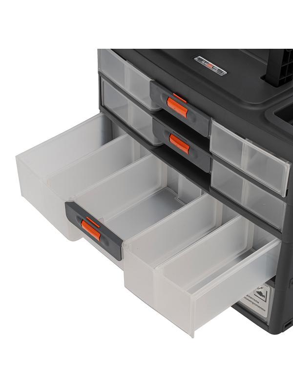 Органайзер для хранения с выдвижными лотками 310х150х260мм, 4 секции, пластик Россия Stels
