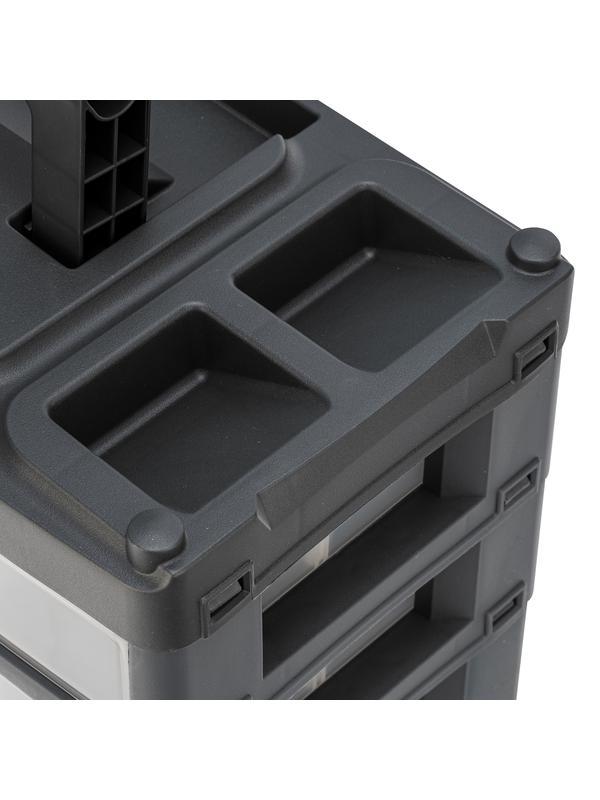 Органайзер для хранения с выдвижными лотками 310х150х260мм, 4 секции, пластик Россия Stels