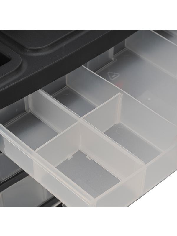 Органайзер для хранения с выдвижными лотками 310х150х260мм, 4 секции, пластик Россия Stels