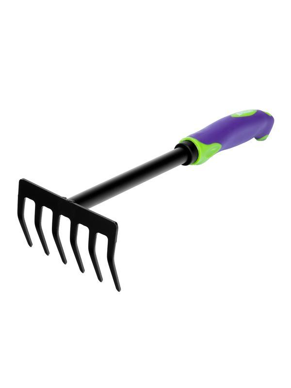 Грабли 6-зубые, 110х300 мм, стальные, обрезиненная эргономичная рукоятка, LSR1 Palisad