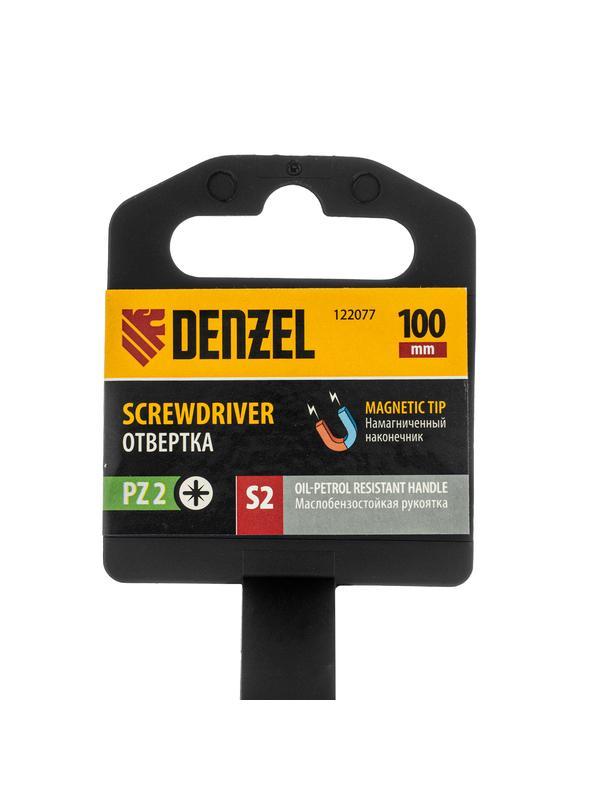 Отвертка, PZ2x100 мм, S2, 3к рукоятка Denzel