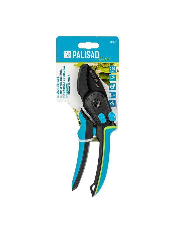 Секатор с наковальней, 220 мм, регулировка захвата, трехкомпонентные рукоятки, LUXE Palisad