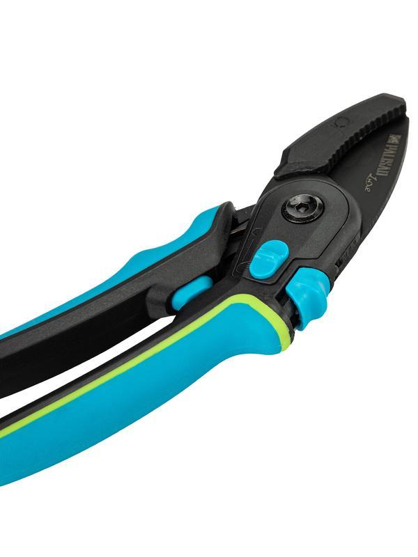 Секатор с наковальней, 220 мм, регулировка захвата, трехкомпонентные рукоятки, LUXE Palisad