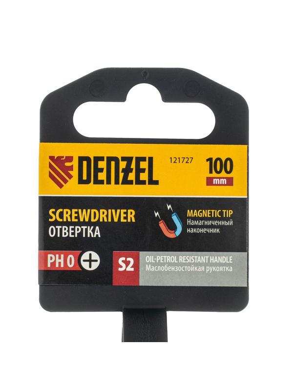Отвертка, PH0х100 мм, S2, 3к рукоятка Denzel