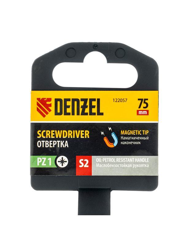 Отвертка, PZ1x75 мм, S2, 3к рукоятка Denzel