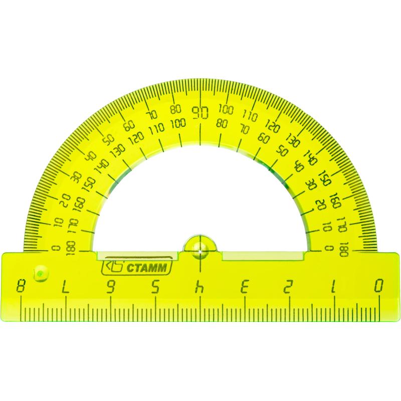 Транспортир 8см,   180градусов NEON Cristal  цвет ассорти ТР-01