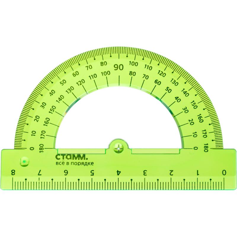 Транспортир 8см,   180градусов NEON Cristal  цвет ассорти ТР-01