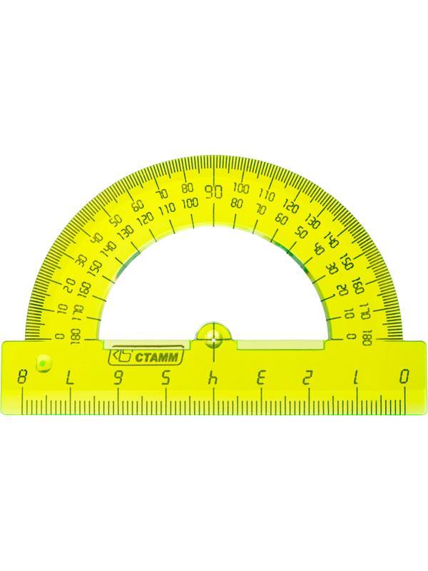 Транспортир 8см,   180градусов NEON Cristal  цвет ассорти ТР-01