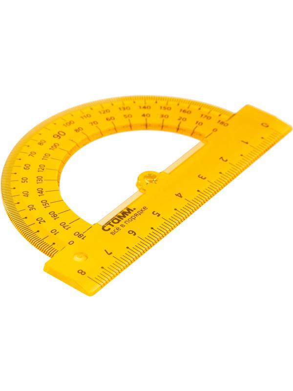 Транспортир 8см,   180градусов NEON Cristal  цвет ассорти ТР-01