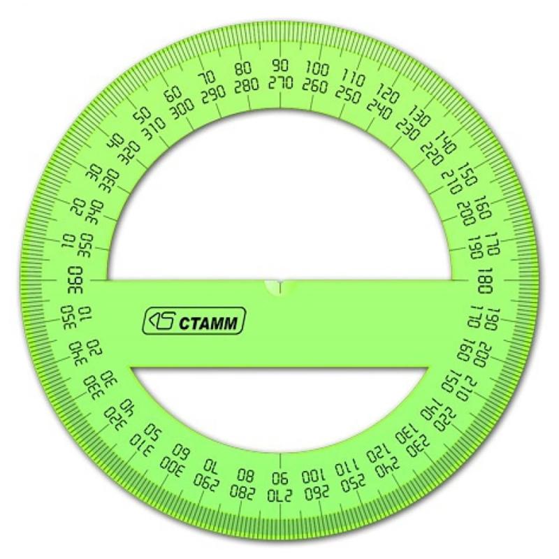 Транспортир 10 см 360  градусов, NEON Cristal, цвет ассорти ТР41