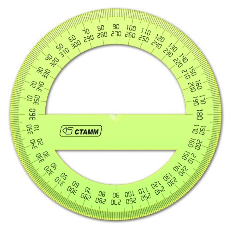 Транспортир 10 см 360  градусов, NEON Cristal, цвет ассорти ТР41