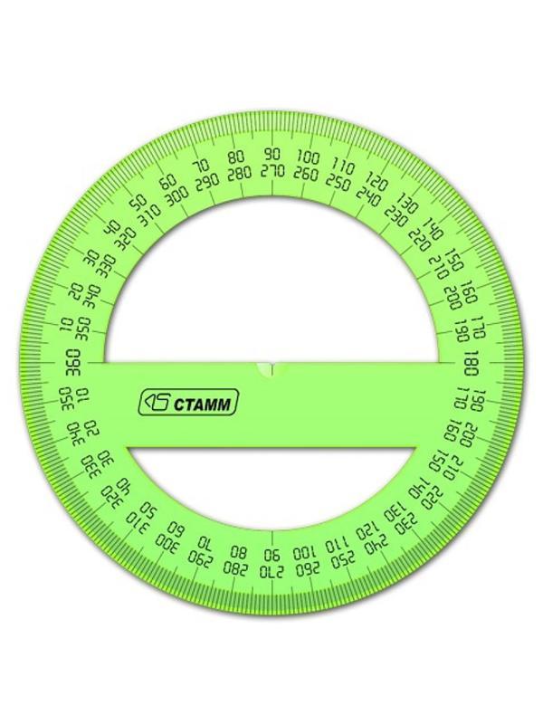 Транспортир 10 см 360  градусов, NEON Cristal, цвет ассорти ТР41