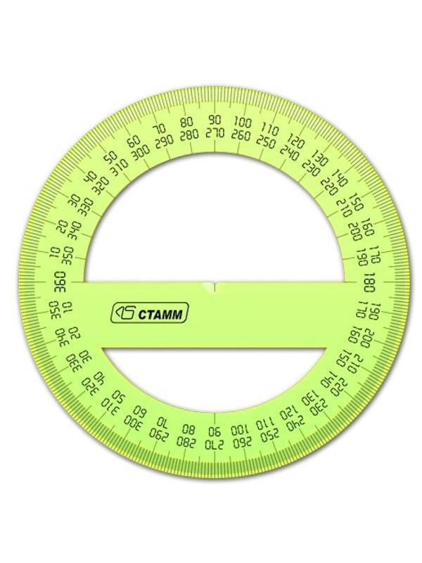 Транспортир 10 см 360  градусов, NEON Cristal, цвет ассорти ТР41