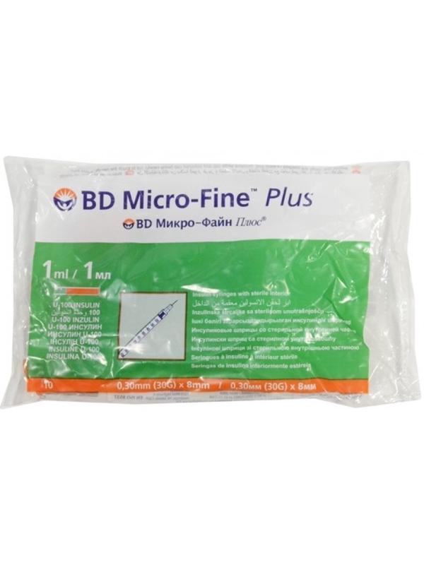 Шприц инсулиновый U-100 1мл 30G(0,30х8) инт. 100шт/уп BD