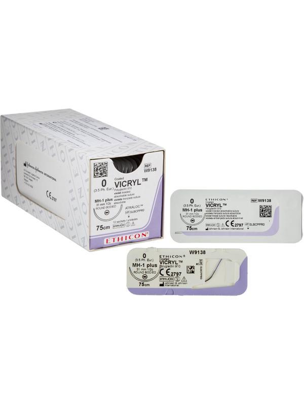 Шовный материал ВИКРИЛ 0, 75 см, кол. 31 мм, 1/2 W9138 12 шт./уп.