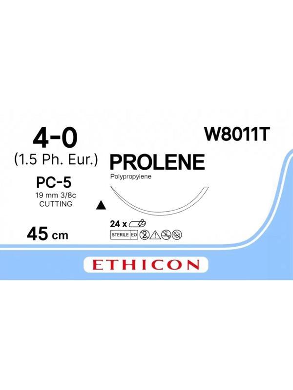 Шовный материал ПРОЛЕН 4/0, 45 см, реж. 19 мм, 3/8 W8011Т 24 шт./уп.