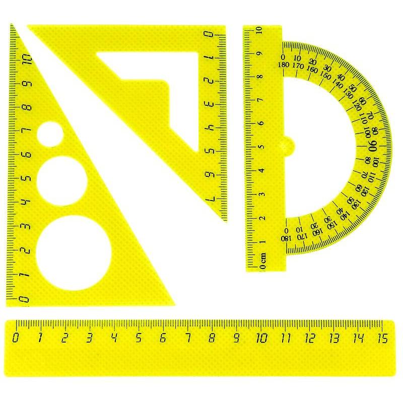 Набор малый: линейка 15см, угольники 10см и 7см, трансп-р 10см,цвет васс.