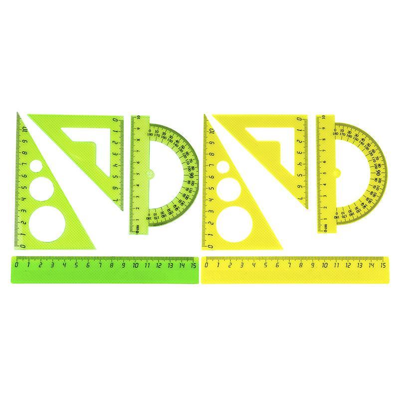 Набор малый: линейка 15см, угольники 10см и 7см, трансп-р 10см,цвет васс.