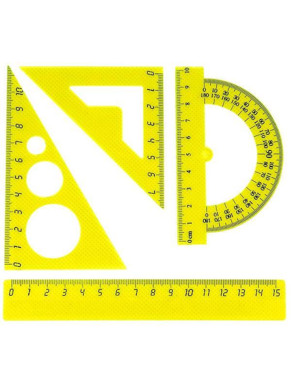 Набор малый: линейка 15см, угольники 10см и 7см, трансп-р 10см,цвет васс.