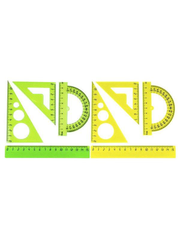 Набор малый: линейка 15см, угольники 10см и 7см, трансп-р 10см,цвет васс.