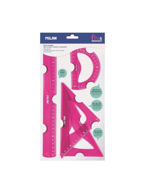 Milan Набор чертежный большой Flex & resistant цвет розовый