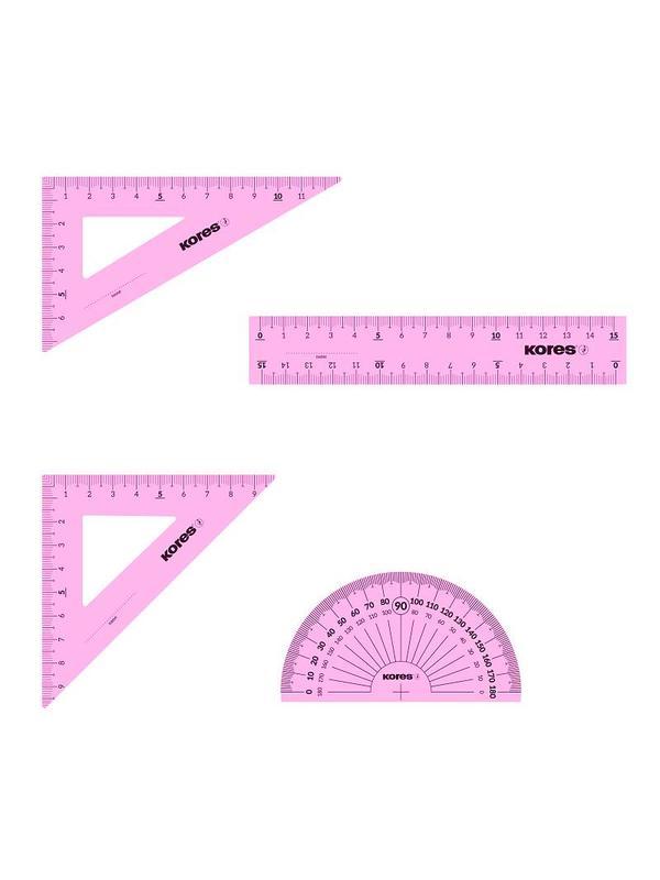 Набор черт. принад. Kores: лин.15см, два треуг 60и45 град-12см, трансп 10см