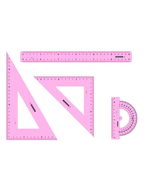 Набор черт. принад. Kores: лин.30см, два треуг 60и45 град-21см, трансп 12см