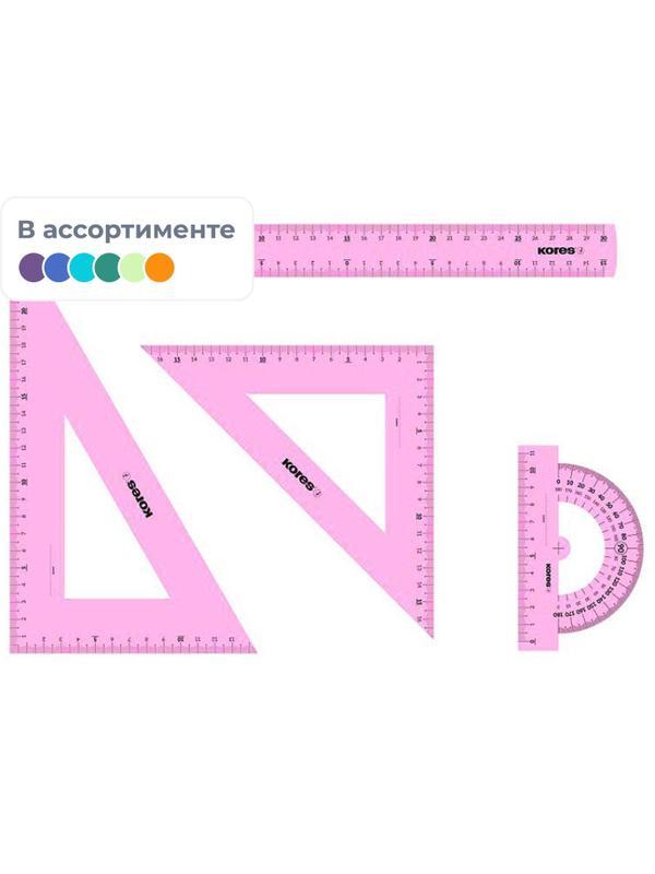 Набор черт. принад. Kores: лин.30см, два треуг 60и45 град-21см, трансп 12см