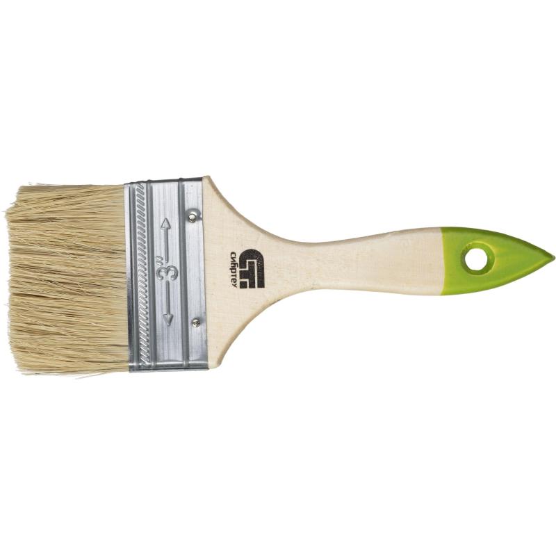 Кисть плоская 75 мм, натуральная щетина, деревянная ручка// Сибртех(82265)