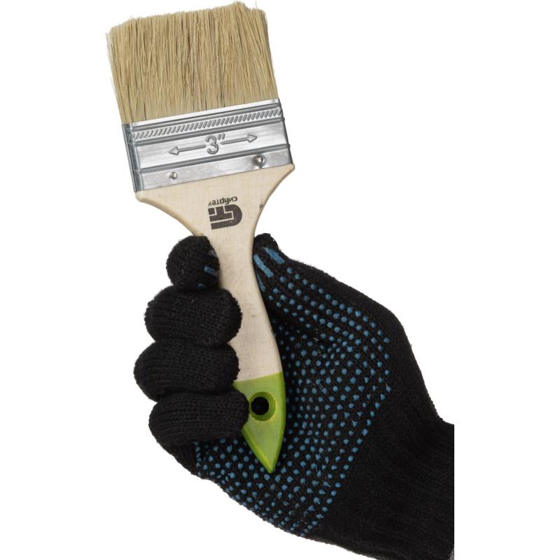 Кисть плоская 75 мм, натуральная щетина, деревянная ручка// Сибртех(82265)