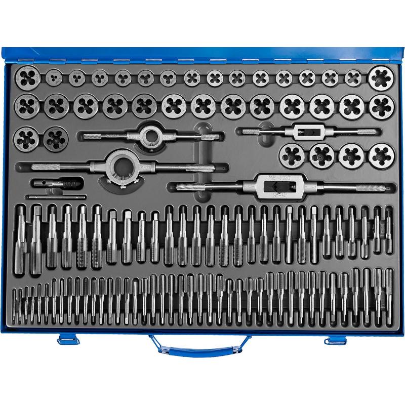 Набор метчиков и плашек ЗУБР 110 предметов, сталь Р6М5 (28110-H110)