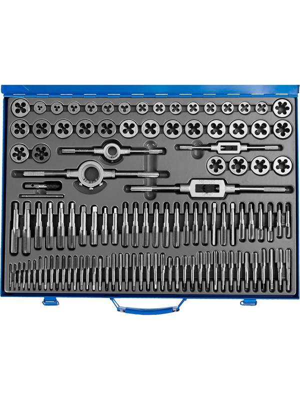 Набор метчиков и плашек ЗУБР 110 предметов, сталь Р6М5 (28110-H110)