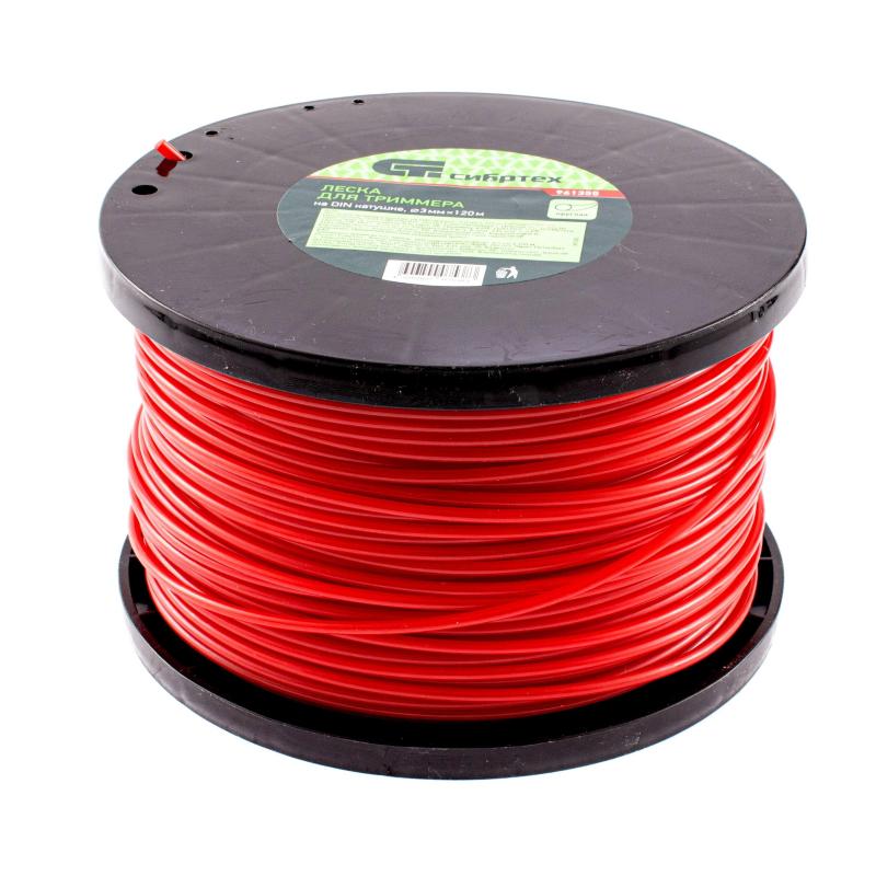 Леска для триммера круглая, на DIN катушке, 3,0 мм х 120 м Сибртех 961355