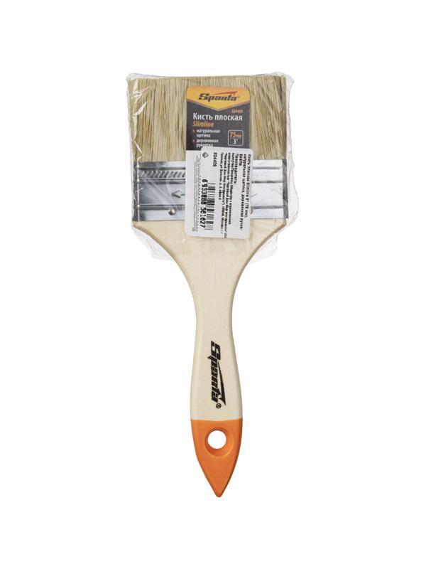 Кисть плоская Slimline 75 мм,натуральная щетина,дерев.ручка//Sparta(824405)