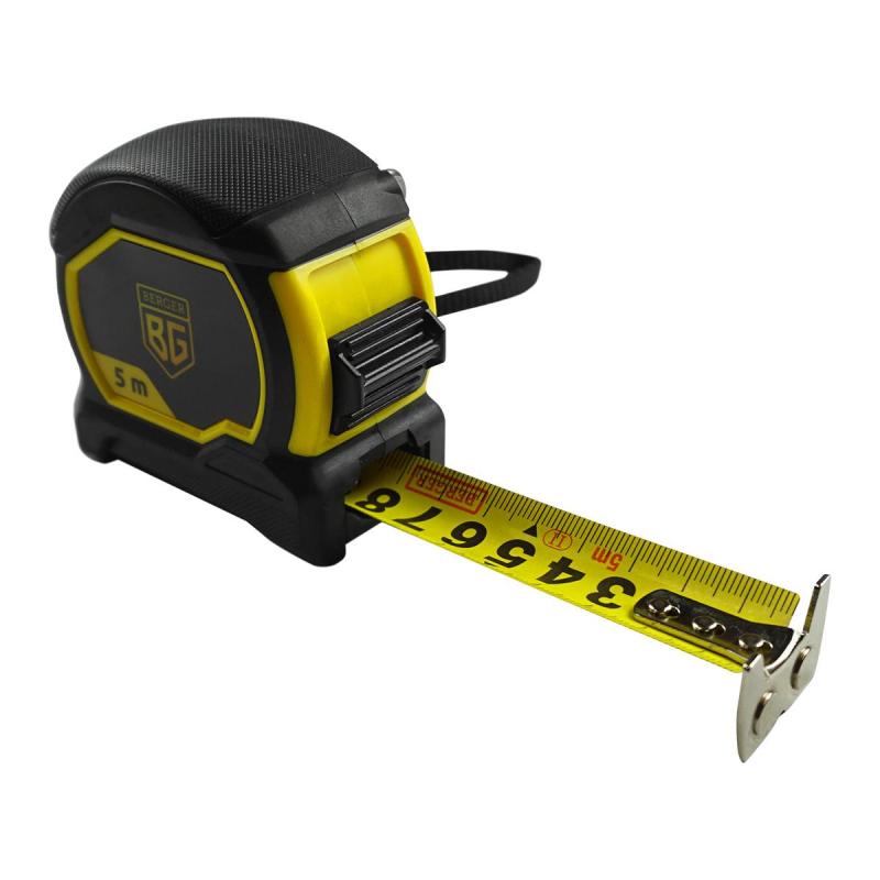 Рулетка ударопрочная 5мx25мм с магнитным зацепом BERGER BG1352