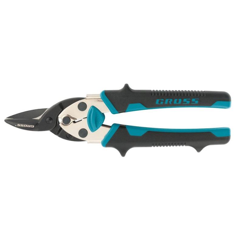 Ножницы по металлу GROSS PIRANHA 190мм,прямой рез,СrM,двух рукоятки (78357)