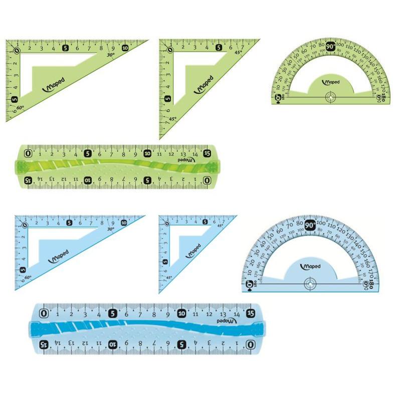 Набор чертежный Maped INCASSABLE FLEX:линейкf,угольник,трансп,ассорт,244069