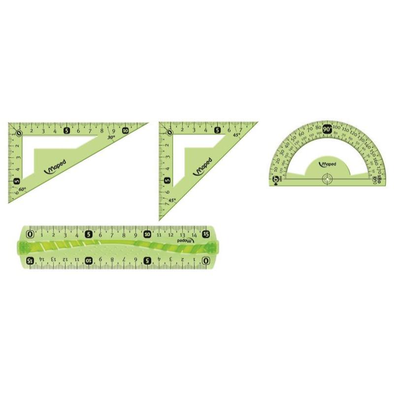 Набор чертежный Maped INCASSABLE FLEX:линейкf,угольник,трансп,ассорт,244069