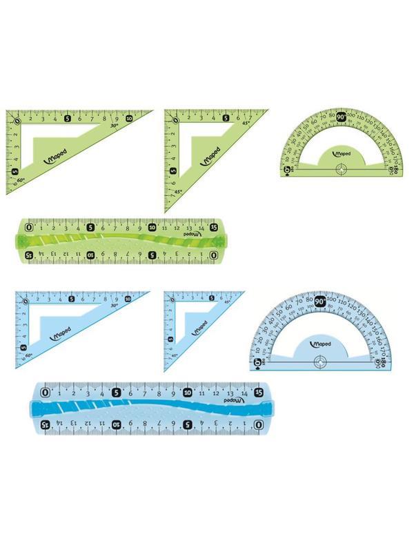 Набор чертежный Maped INCASSABLE FLEX:линейкf,угольник,трансп,ассорт,244069