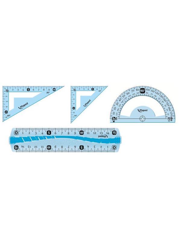 Набор чертежный Maped INCASSABLE FLEX:линейкf,угольник,трансп,ассорт,244069