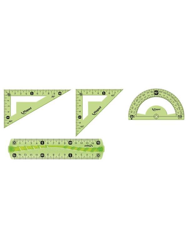 Набор чертежный Maped INCASSABLE FLEX:линейкf,угольник,трансп,ассорт,244069