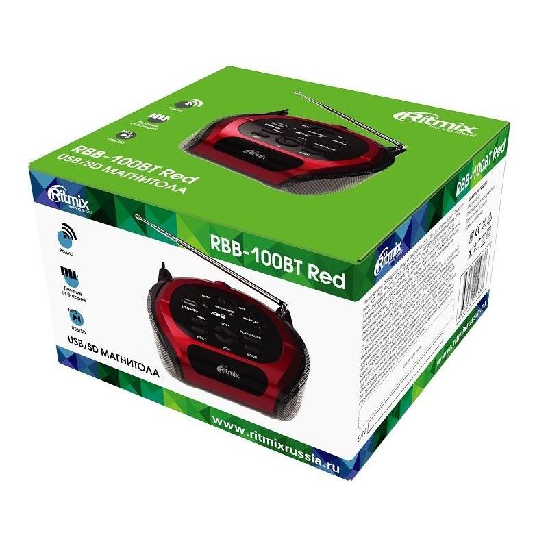 Магнитола Ritmix RBB-100BT Red
