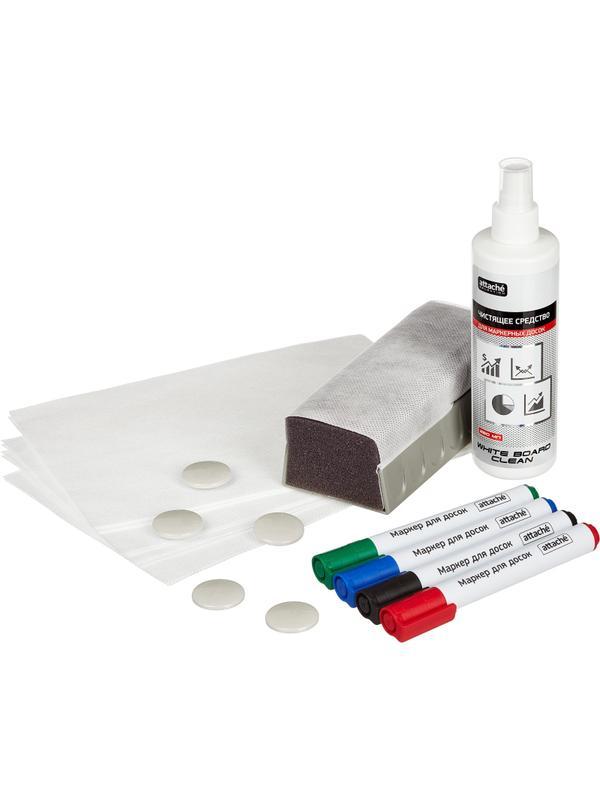 Набор принадл.для магн.маркерн.досок Attache(маркеры,спрей,губка,магн,салф)