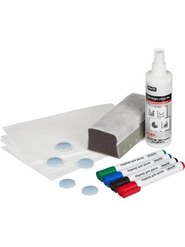 Набор принадл.для магн.маркерн.досок Attache(маркеры,спрей,губка,магн,салф)