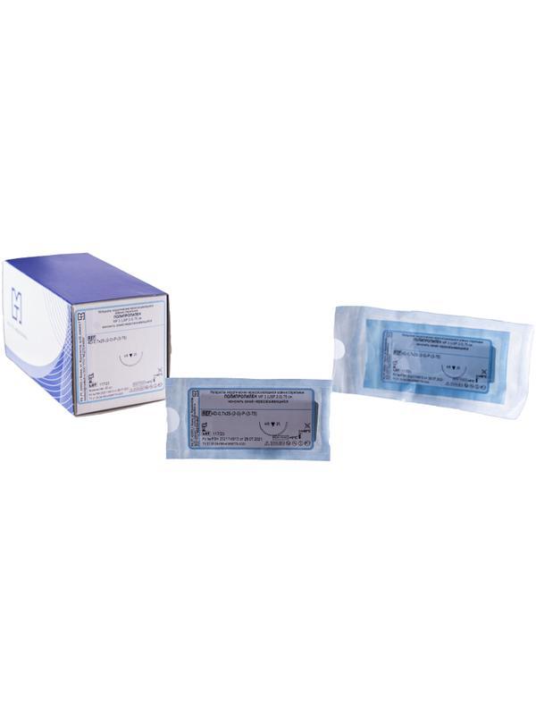 Шовный материал ПОЛИПРОПИЛЕН 2/0 МР 3 с иглой 4D-0,7x25 (3-75) 75см 20шт/у